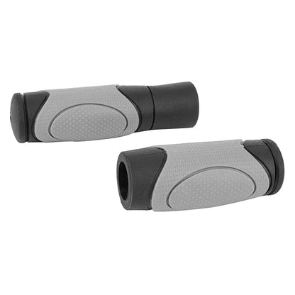 Poignées city-VTT Newton bi-matière noir-gris 125-90 mm (paire)