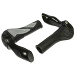 Poignées VTT Hafny noir-gris avec embouts intégrés 130 mm (paire)