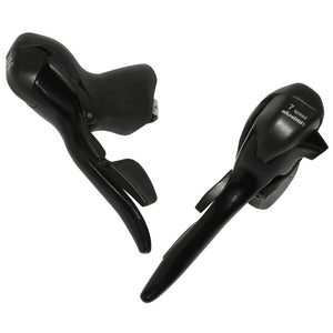 Leviers-manettes route Microshift alu noir compatible Shimano (paire) – 7 vitesses triple