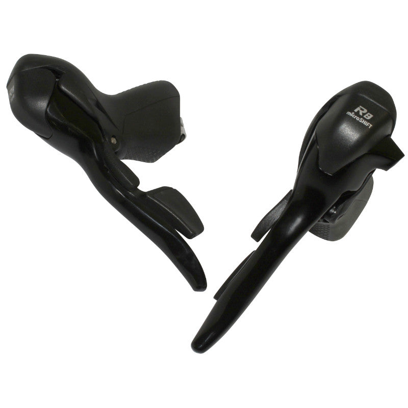 Leviers-manettes route Microshift alu noir compatible Shimano (paire) – 8 vitesses triple