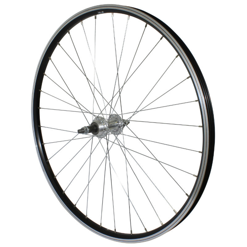 Roue arrière VTT 26" P2R alu noir roue libre 6-7 vitesses axe plein