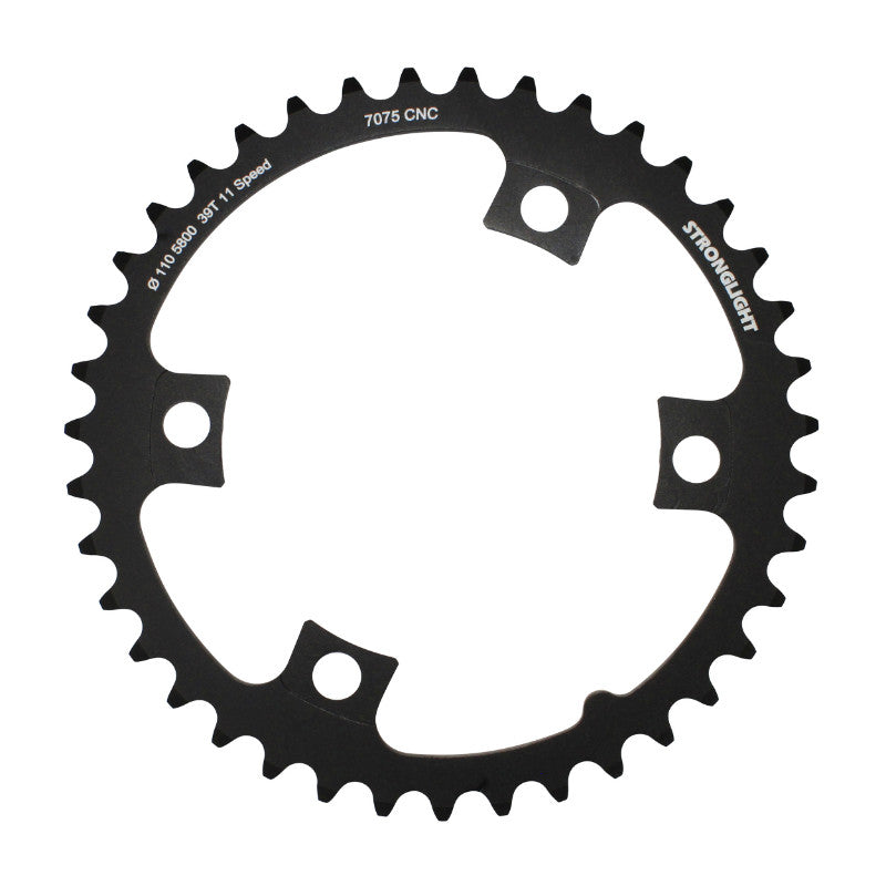 Plateau route Stronglight 4 branches 110 mm pour Shimano 105 5800 intérieur noir 11 v – 39 dents