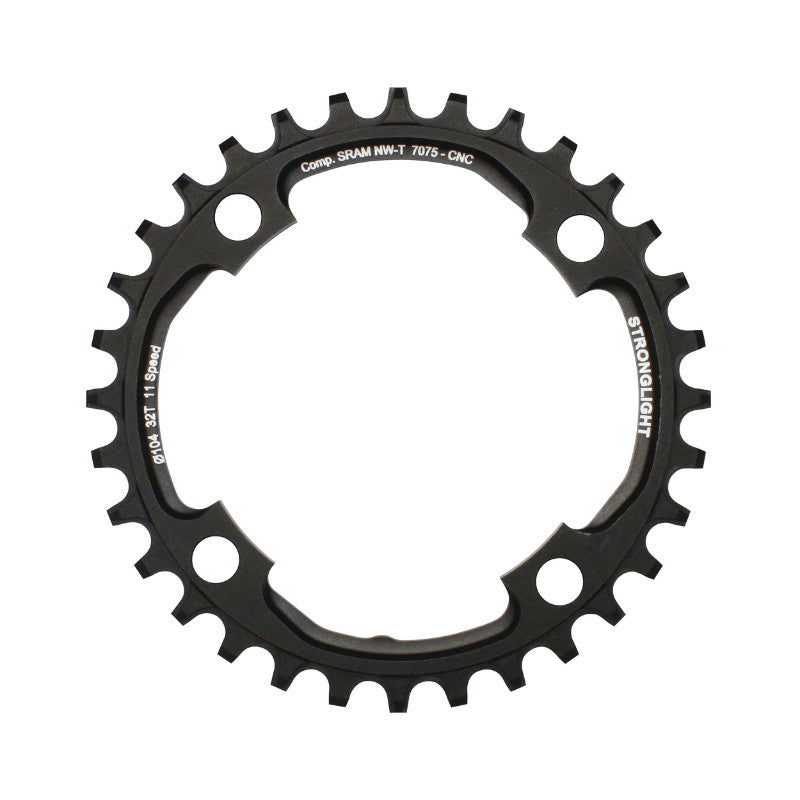 Plateau VTT Stronglight 4 branches 104 mm pour SRAM X01 mono noir 11 v narrow wide ép. 5 mm – 32 dents