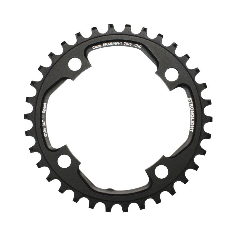 Plateau VTT Stronglight 4 branches 104 mm pour SRAM X01 mono noir 11 v narrow wide ép. 5 mm – 34 dents