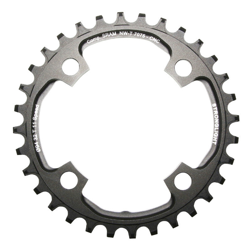 Plateau VTT Stronglight 4 branches 94 mm pour SRAM X01 mono noir 11 v narrow wide ép. 5 mm – 32 dents