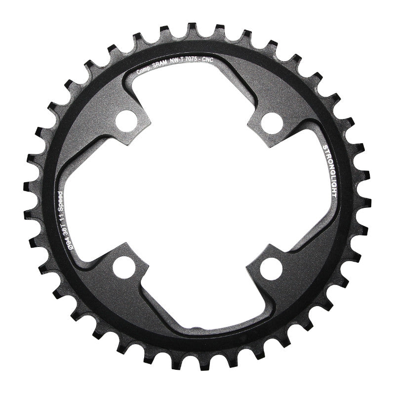 Plateau VTT Stronglight 4 branches 94 mm pour SRAM X01 mono noir 11 v narrow wide ép. 5 mm – 38 dents