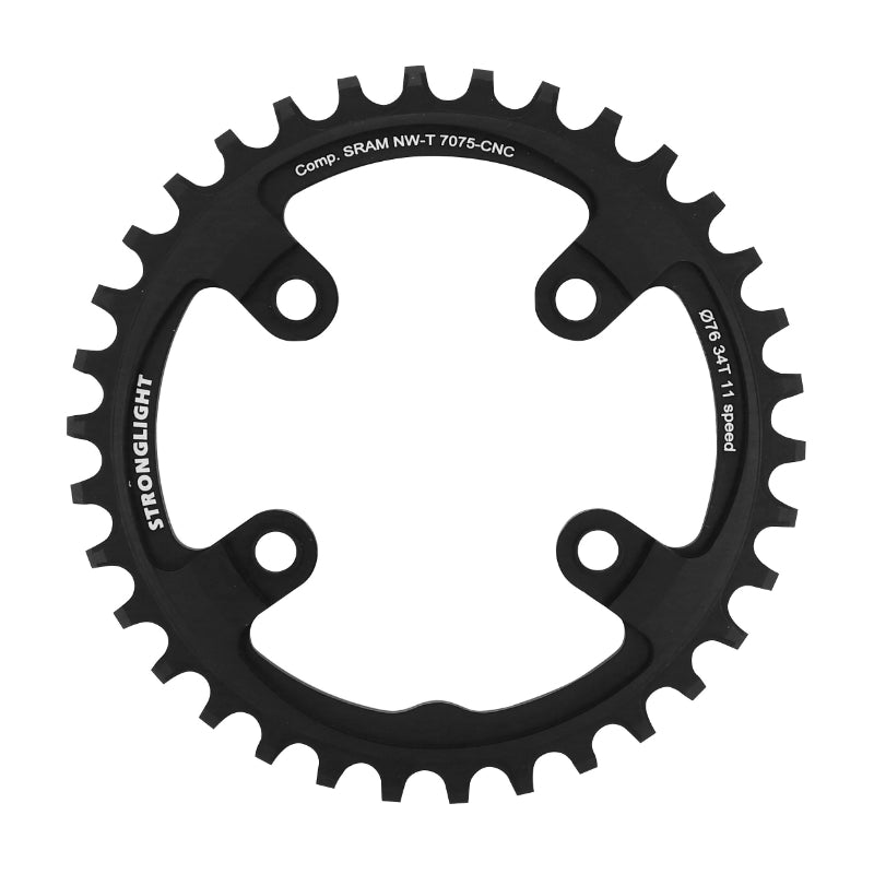 Plateau VTT Stronglight 4 branches 76 mm pour SRAM XX1 mono noir 11 v narrow wide – 34 dents