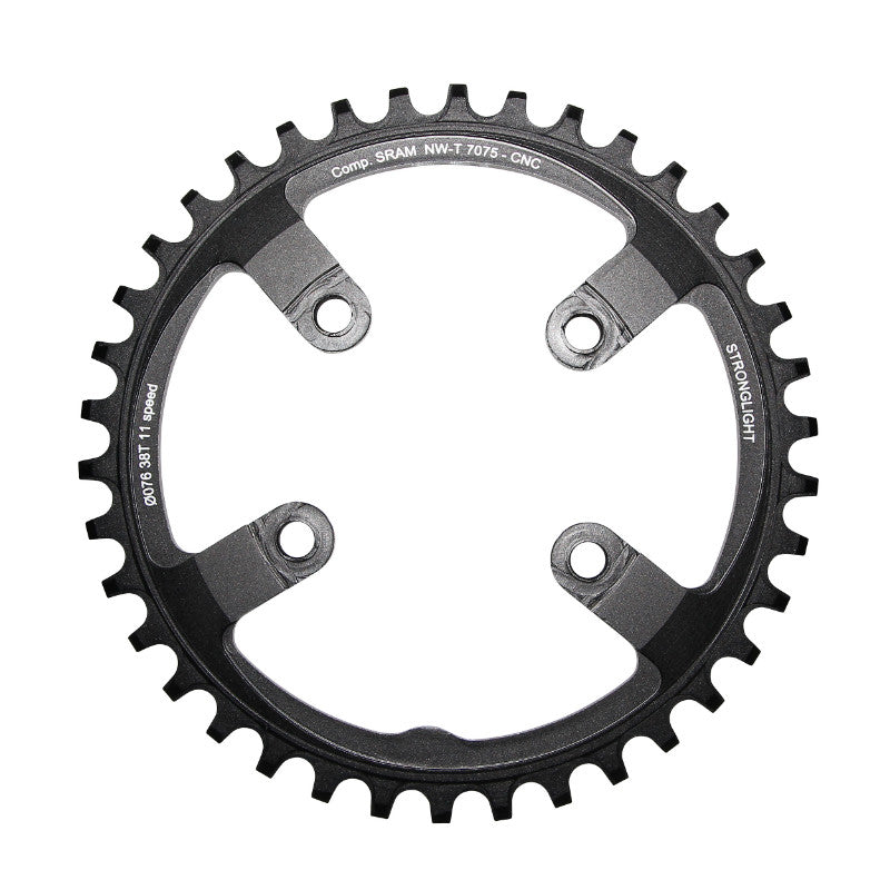Plateau VTT Stronglight 4 branches 76 mm pour SRAM XX1 mono noir 11 v narrow wide – 38 dents