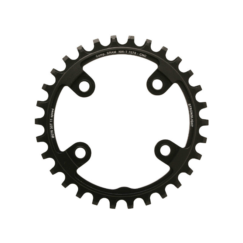 Plateau VTT Stronglight 4 branches 76 mm pour SRAM XX1 mono noir 11 v narrow wide – 30 dents