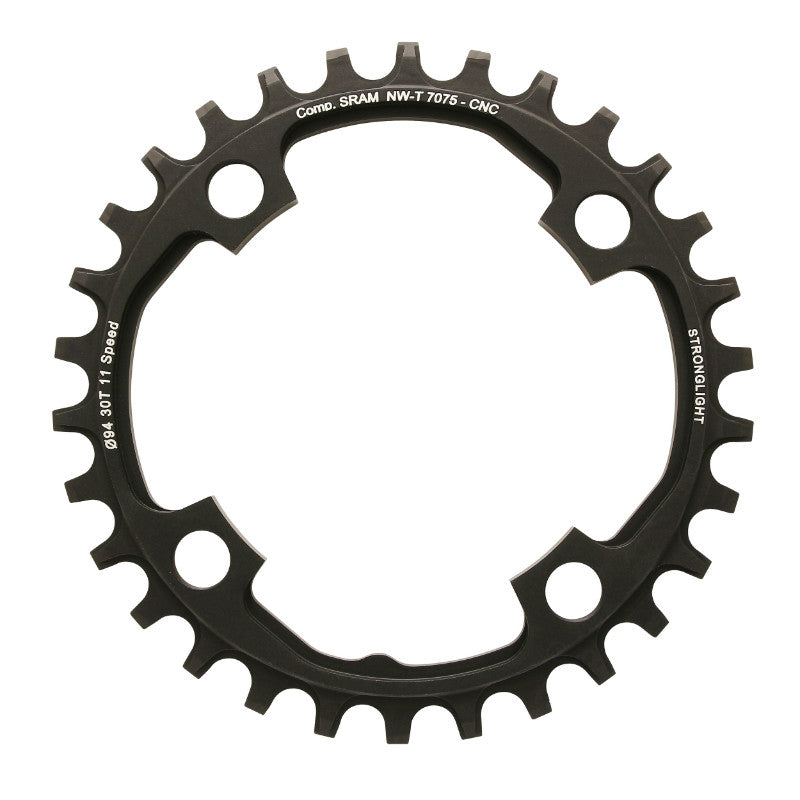 Plateau VTT Stronglight 4 branches 94 mm pour SRAM X01 mono noir 11 v narrow wide ép. 5 mm – 30 dents