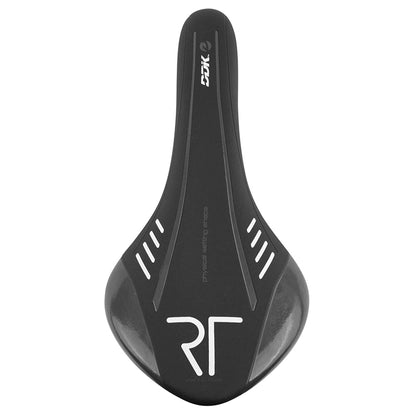 Selle route-VTT Newton Ario noire déco blanc-gris 285 x 136 mm