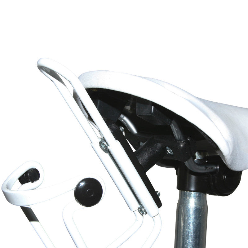 Fixation porte-bidon sur rails de selle
