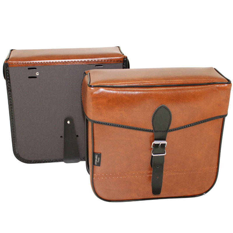 Sacoche arrière latérale Sport Fabric S14 vintage effet cuir – Marron fixation courroie