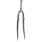 Fourche VTC 700 rigide acier chromé avec tasseaux, pivot fileté 1"