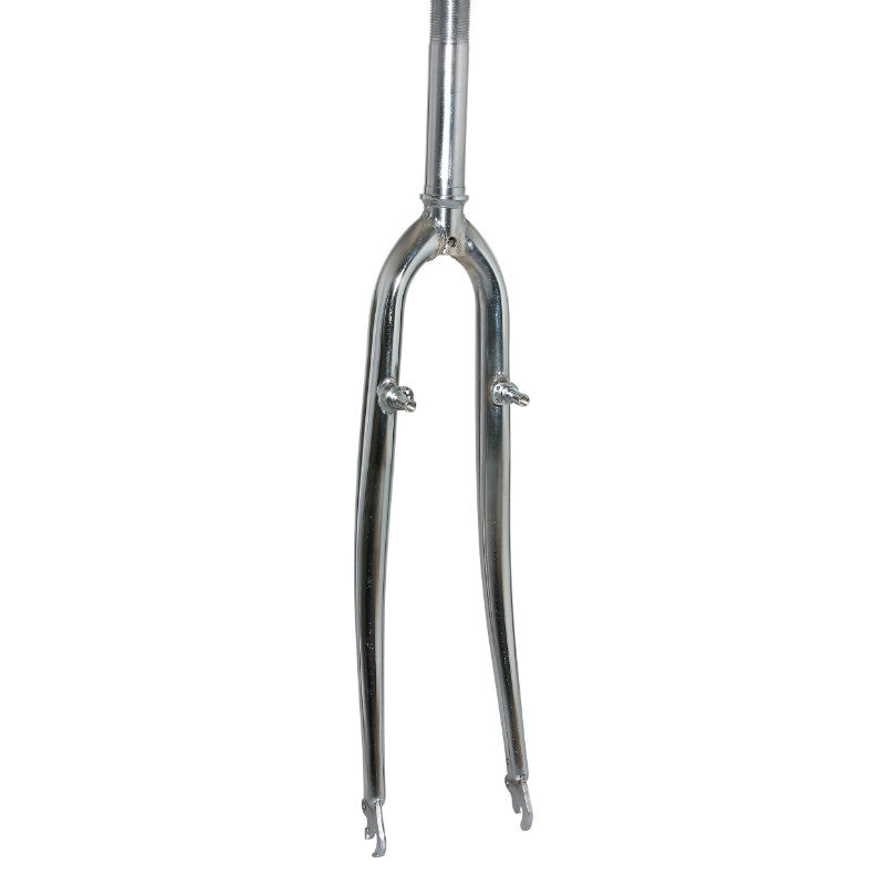 Fourche VTC 700 rigide acier chromé avec tasseaux, pivot fileté 1"