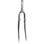 Fourche VTC 700 rigide acier chromé avec tasseaux, pivot lisse 1"1/8