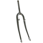 Fourche VTT 26" rigide acier chromé avec tasseaux, pivot fileté 1"