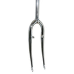 Fourche VTT 26" rigide acier chromé avec tasseaux, pivot lisse 1"1/8