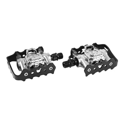 Pédales mixtes VTT Newton 1 face SPD alu noir avec cales (paire)