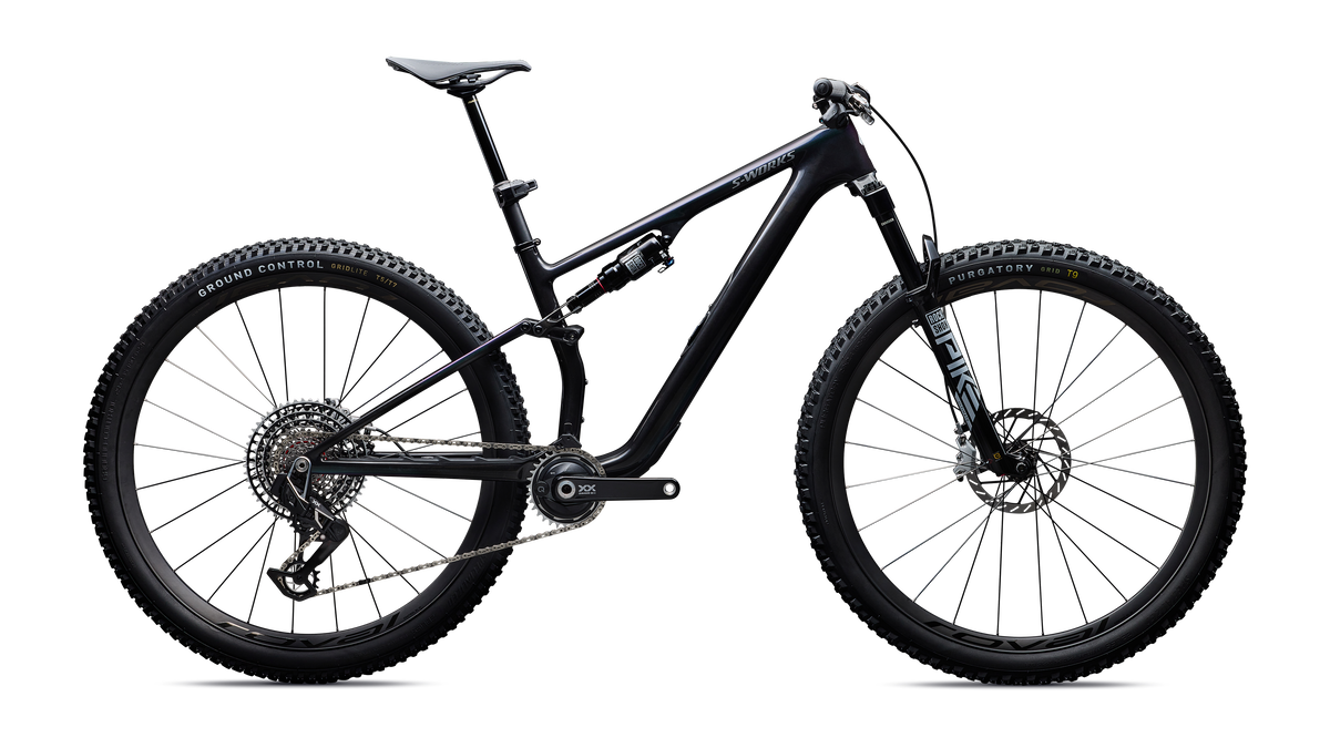Vélo Specialized Epic 8 Sw Evo Axs Gloss Carbon/Green To Purple Viavi Fade/Brushed Liquid Metal