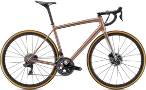Vélo SPECIALIZED Aethos S-Works DI2 Flksil/Cmlnredgld/Brshcp