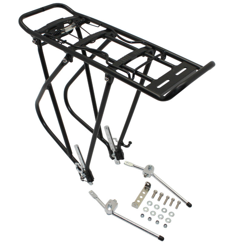 Porte-bagages arrière cyclotourisme P2R alu noir réglable 24" à 28"
