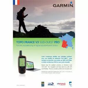Carte Garmin Topo France v3 Sud-Ouest Pro DVD avec carte microSD/SD pré-chargée