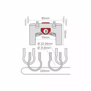 Fixation pour cintre avec serrure + colliers 26 et 31,8 KLICKFIX