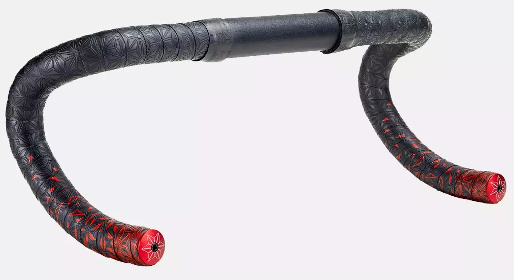 Ruban de cintre Supacaz - Super Sticky Kush Star Fade Tape SPECIALIZED RED/ANO RED PLUGS