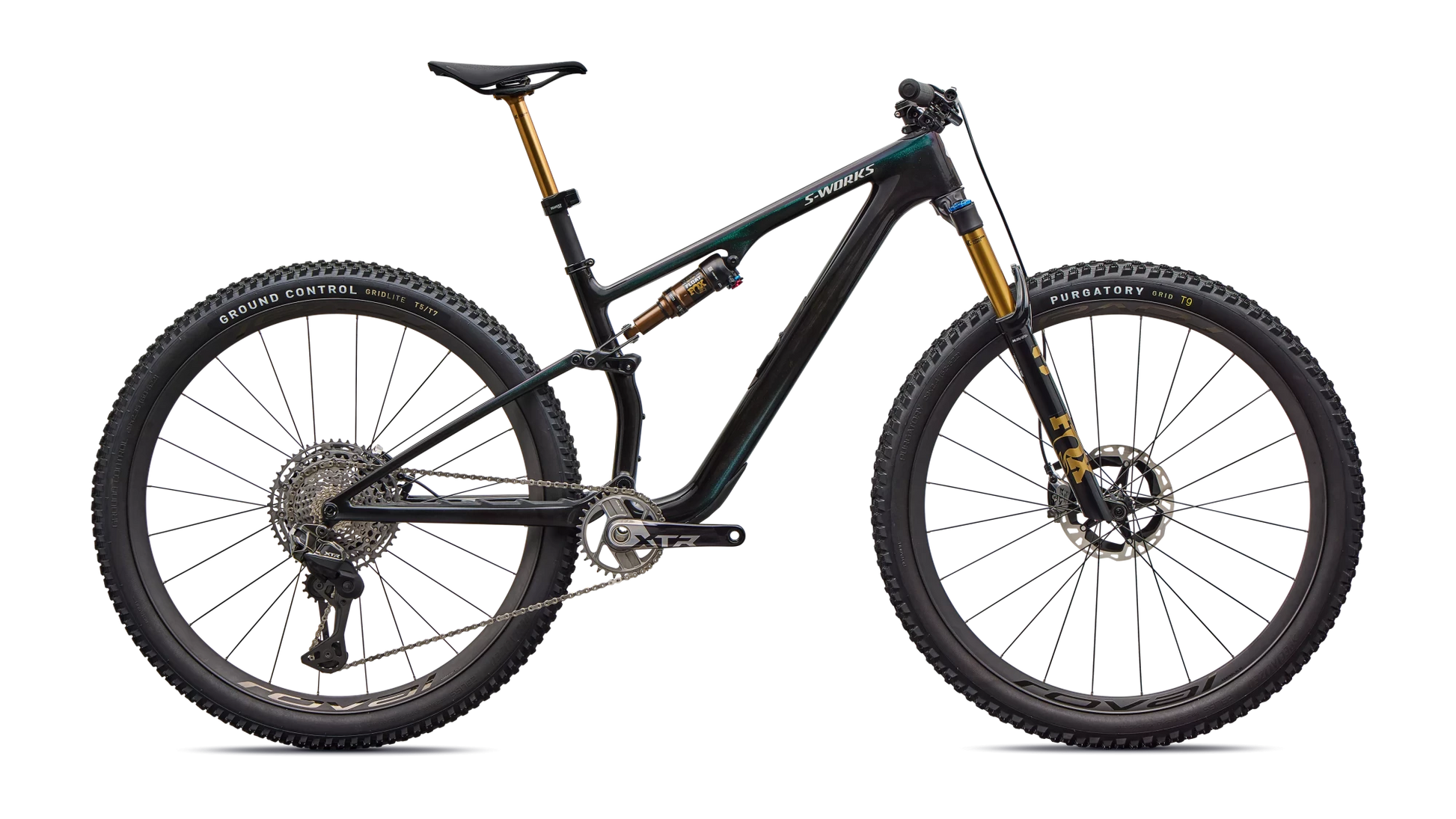 Vélo Specialized Epic 8 Sw Evo Di2 Gloss Carbon/Green To Purple Viavi Fade/Brushed Liquid Metal