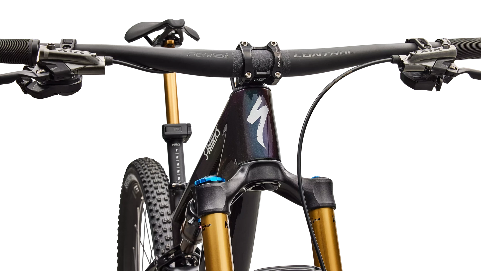 Vélo Specialized Epic 8 Sw Evo Di2 Gloss Carbon/Green To Purple Viavi Fade/Brushed Liquid Metal