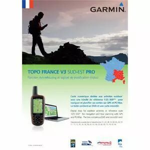 Carte Garmin Topo France v3 Sud-Est Pro DVD avec carte microSD/SD pré-chargée