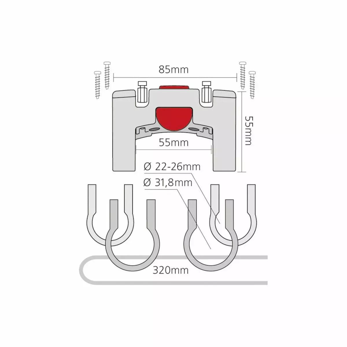 Fixation KLICKFIX pour cintre oversize (31,8) + collier 26 KLICKFIX