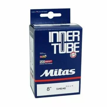 CHAMBRE A AIR VELO / POUSSETTE 8 X 1 1/4 RUBENA VALVE STANDARD COUDEE 45°