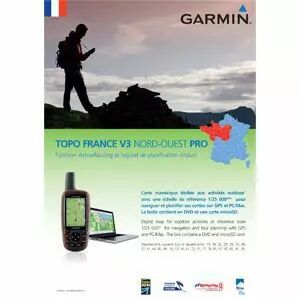 Carte Garmin Topo France v3 Nord-Ouest Pro DVD avec carte microSD/SD pré-chargée