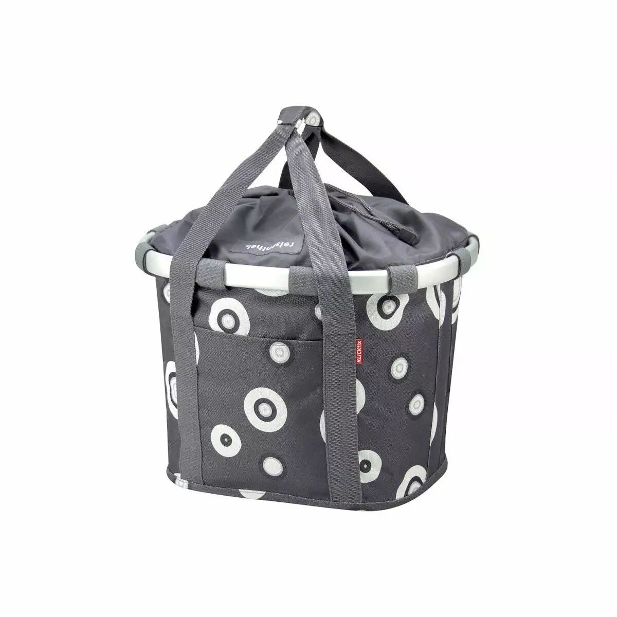 Sacoche/panier Bikebasket bulles anthracites KLICKFIX