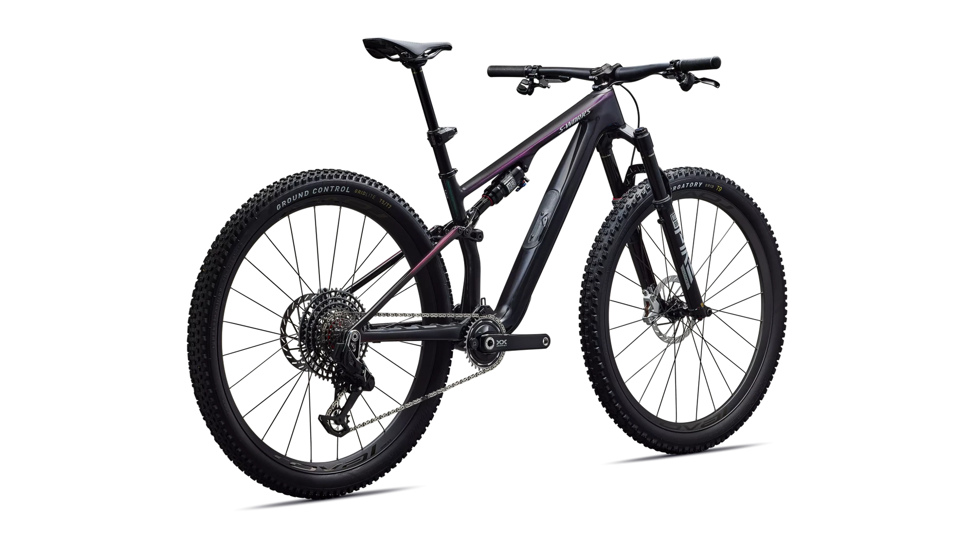 Vélo Specialized Epic 8 Sw Evo Axs Gloss Carbon/Green To Purple Viavi Fade/Brushed Liquid Metal